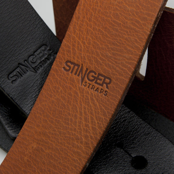 PLAYIN' JANE - Tan leather guitar strap - Stinger Straps - 3