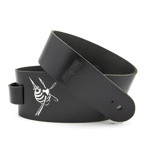 PLAYIN' JANE - Black leather guitar strap - Stinger Straps - 1