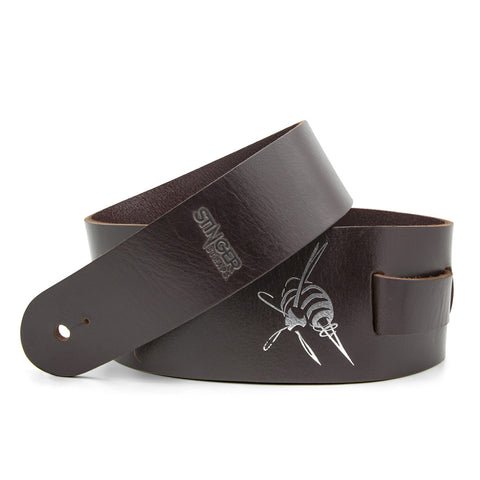 PLAYIN' JANE - Chocolate leather guitar strap - Stinger Straps - 1