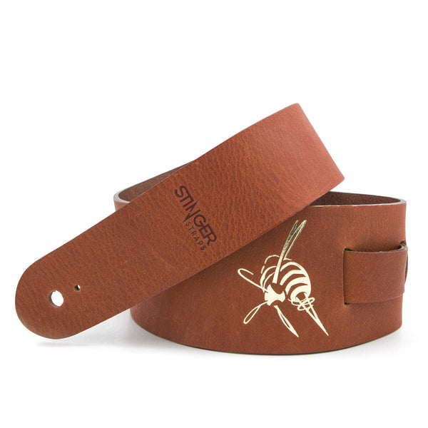 PLAYIN' JANE - Tan leather guitar strap - Stinger Straps - 1