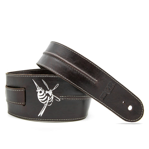 BACKBONE - Chocolate leather guitar strap - Stinger Straps - 1
