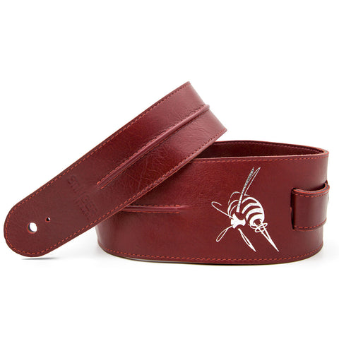 BACKBONE - Deep Red leather guitar strap - Stinger Straps - 1
