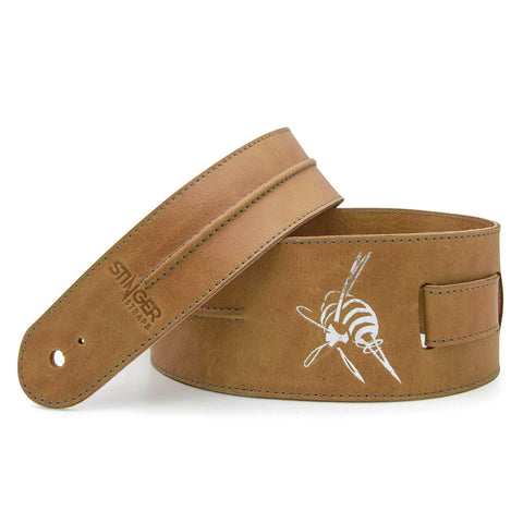BACKBONE - Tan leather guitar strap - Stinger Straps - 1
